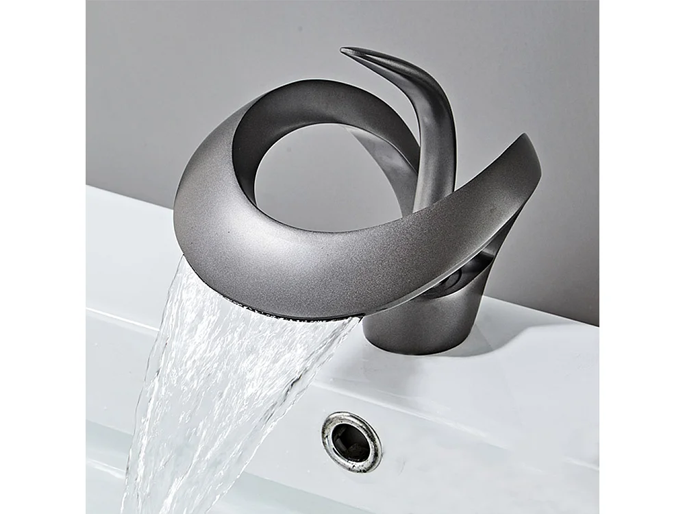 Robinet de salle de bain cascade moderne haut de gamme avec mitigeur de lavabo, finition noire