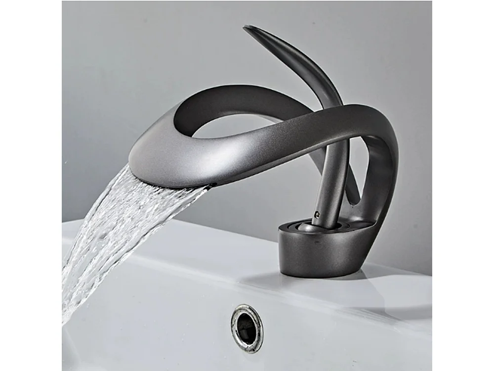 Robinet de salle de bain cascade moderne haut de gamme avec mitigeur de lavabo, finition noire