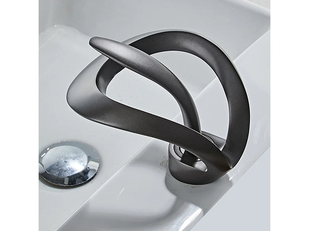 Robinet de salle de bain cascade moderne haut de gamme avec mitigeur de lavabo, finition noire