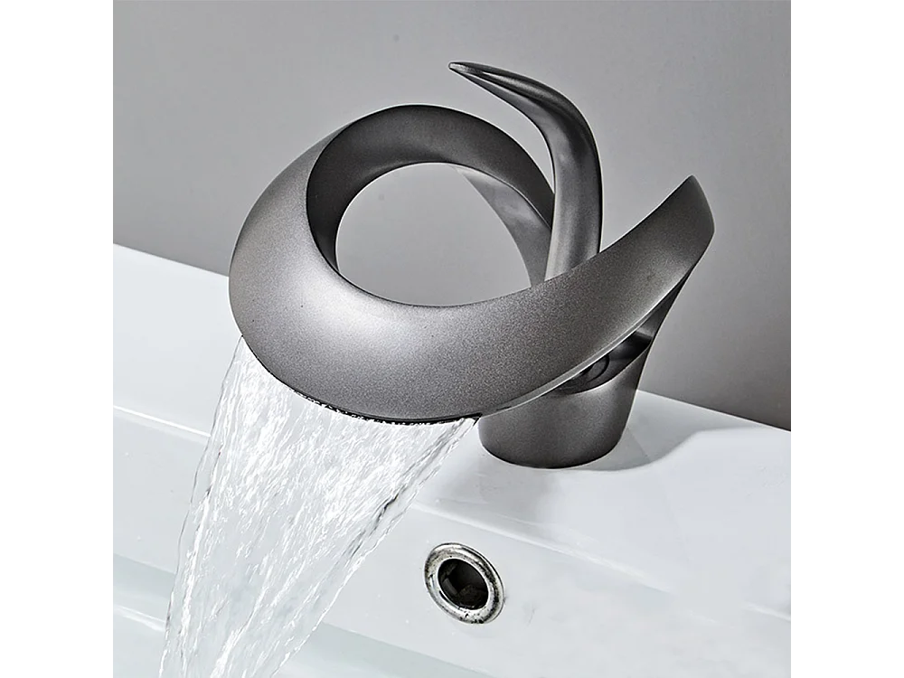 Robinet de salle de bain cascade moderne haut de gamme avec mitigeur de lavabo, finition noire