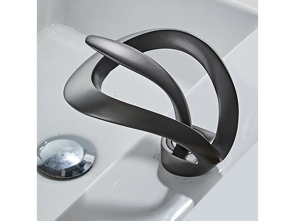 Robinet de salle de bain cascade moderne haut de gamme avec mitigeur de lavabo, finition noire