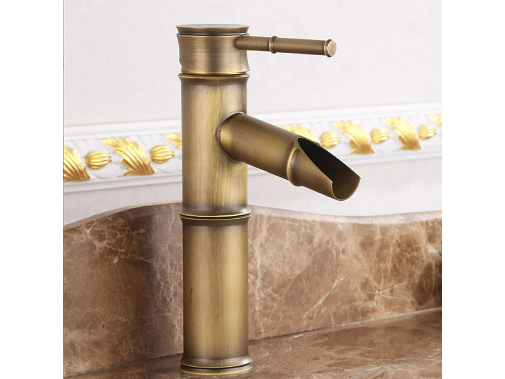 Robinet de salle de bain design antique mitigeur de lavabo en style bambou laiton, céramique, IDEAN10