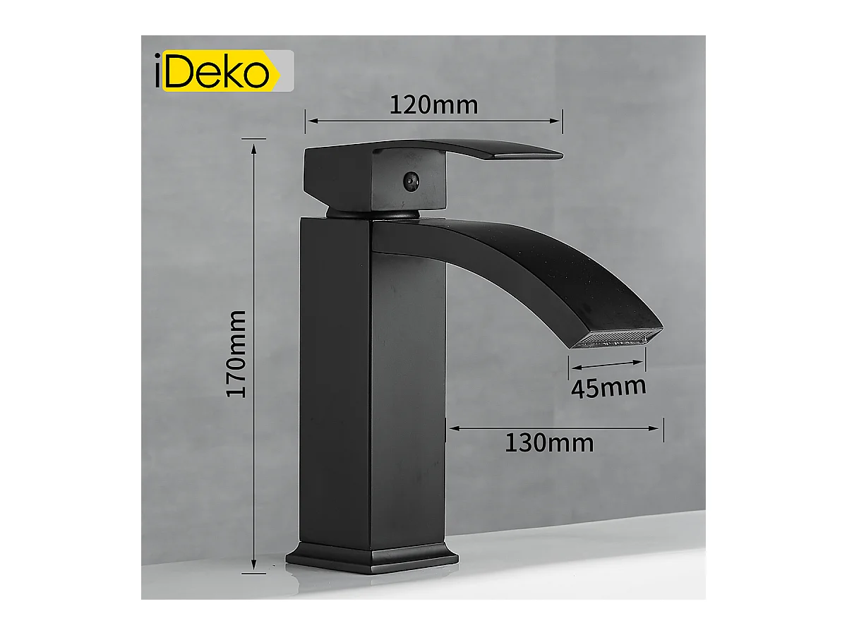 Robinet de salle de bain monocommande laiton antique cascade noir