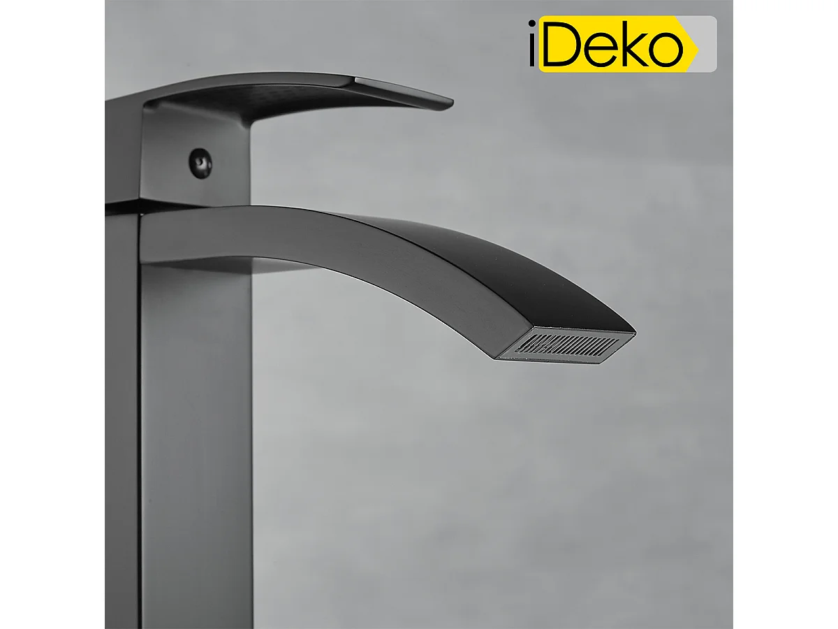 Robinet de salle de bain monocommande laiton antique cascade noir