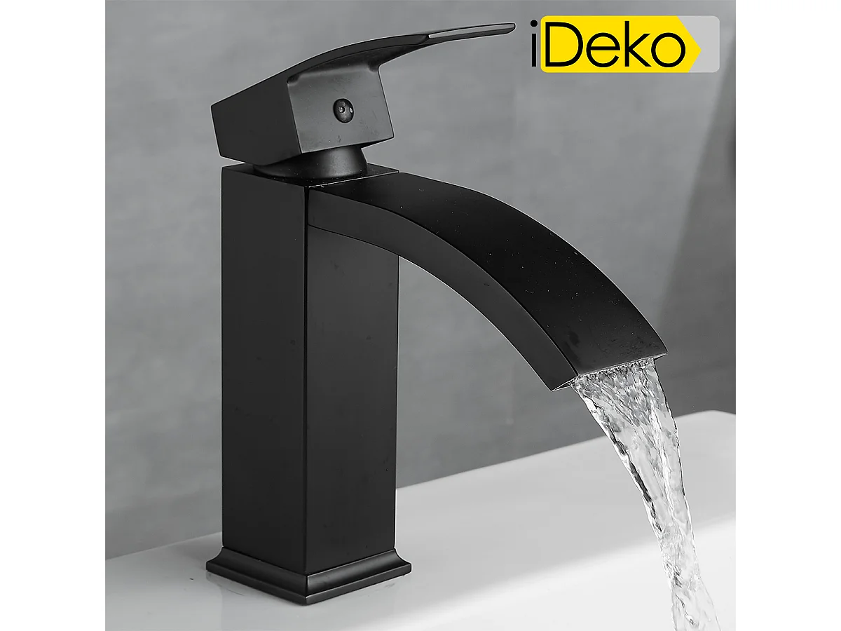 Robinet de salle de bain monocommande laiton antique cascade noir