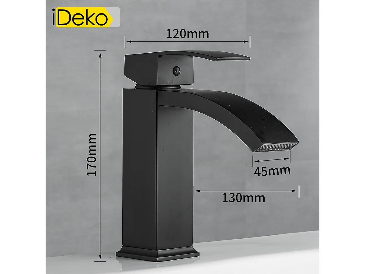 Robinet de salle de bain monocommande laiton antique cascade noir