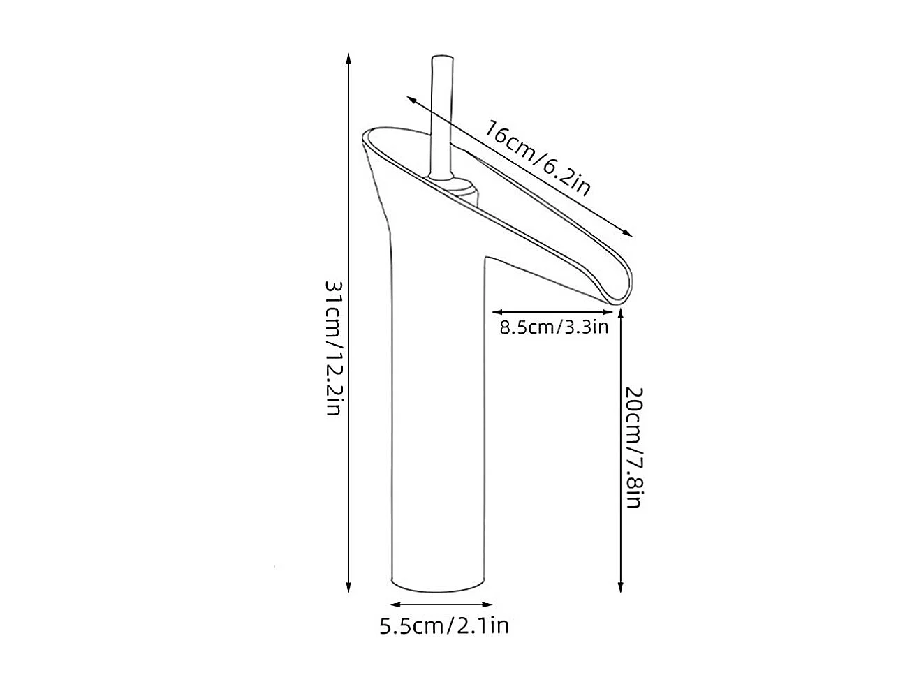 Robinet salle de bain Robinet de lavabo cascade vintage en laiton noir pour vasque à poser, avec flexible