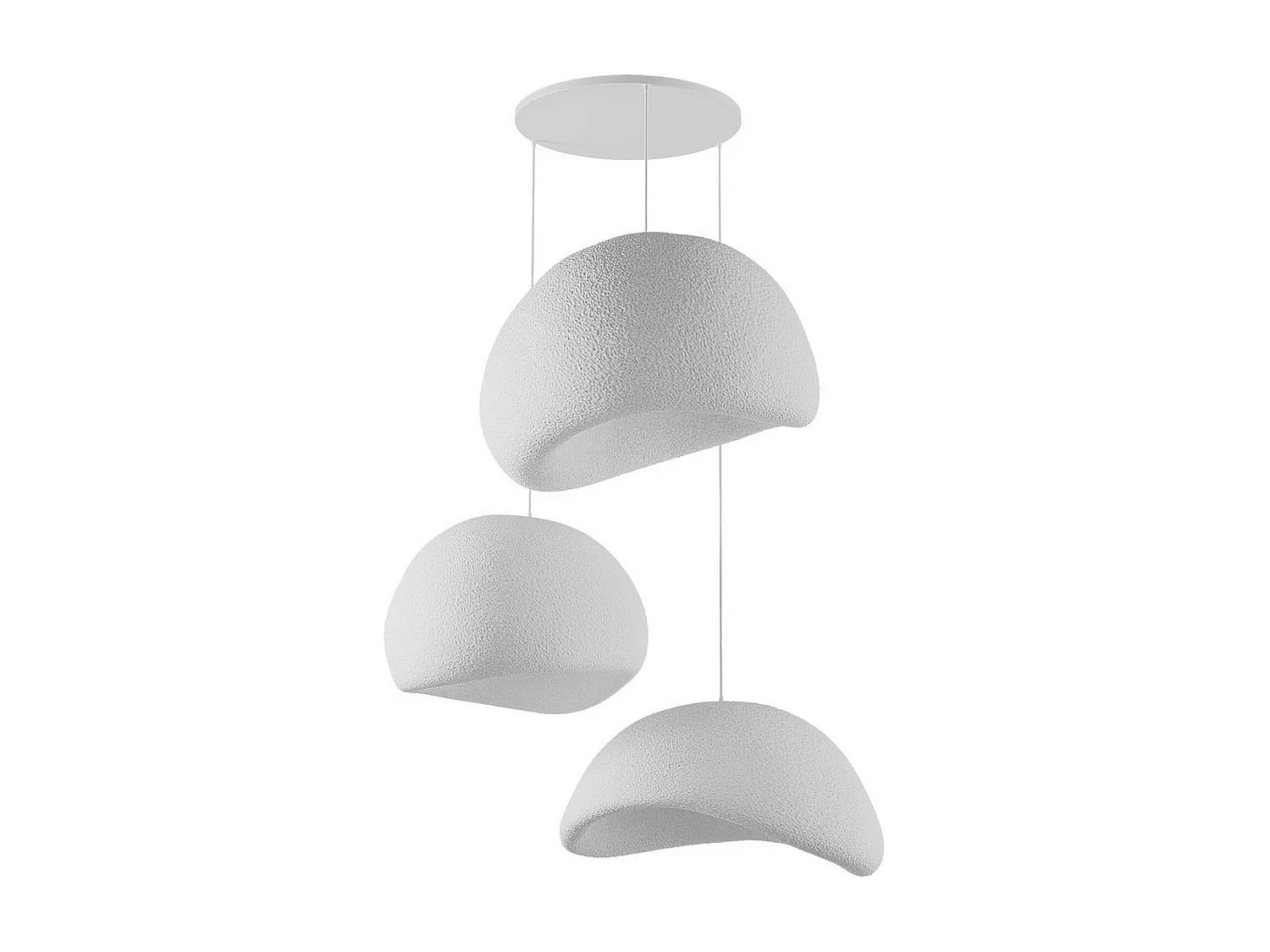 Suspension blanche moderne 3 abat-jour organiques 85 cm NOXIS