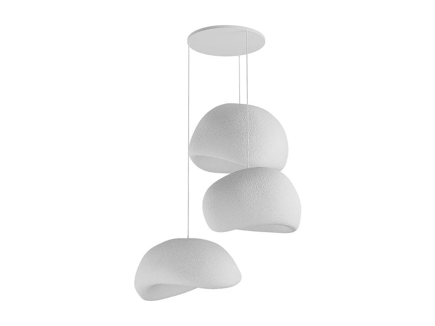 Suspension blanche moderne 3 abat-jour organiques 85 cm NOXIS