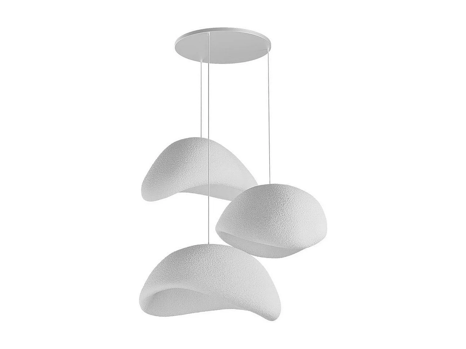 Suspension blanche design 3 lampes wabi-sabi 90 cm NOXIS
