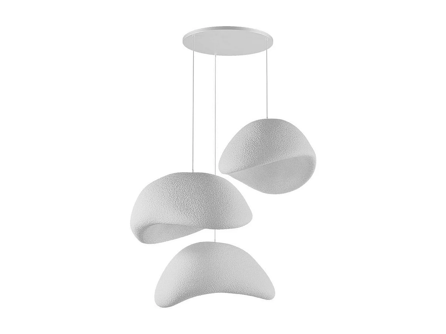 Suspension blanche design 3 lampes wabi-sabi 90 cm NOXIS