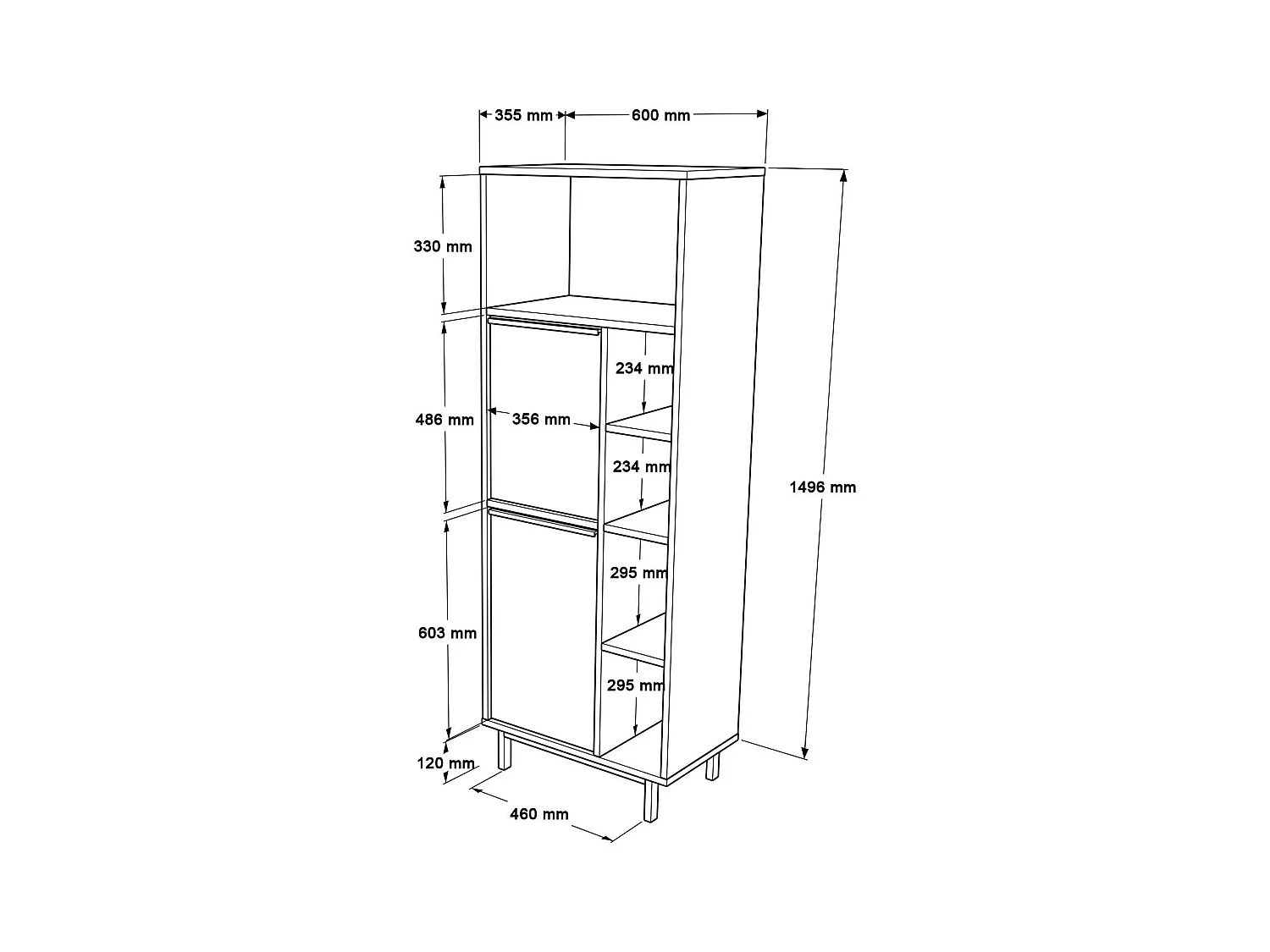 Colonne salle de bains effet bois clair 2 portes cannage JENA