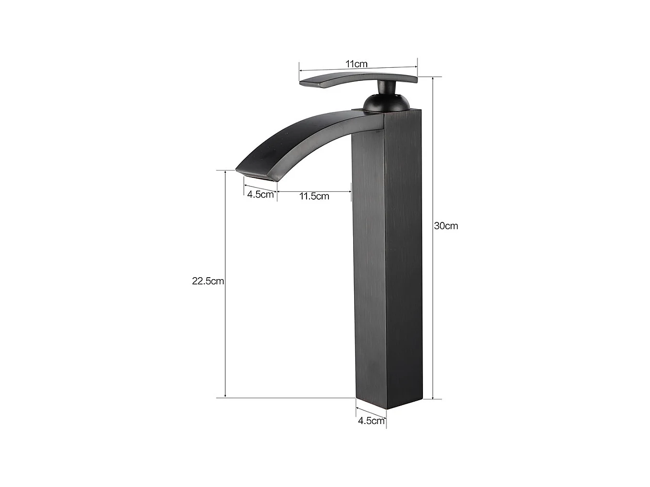 Robinet de salle de bain Mitigeur de lavabo cascade haut de gamme, flexible noir