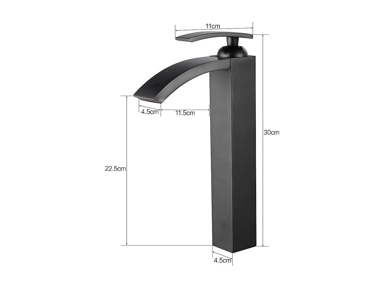 Robinet de salle de bain Mitigeur de lavabo cascade haut de gamme, flexible noir