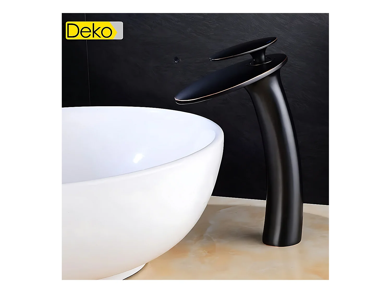 Robinet de salle de bain haut style vintage iDeko, monocommande, laiton et céramique