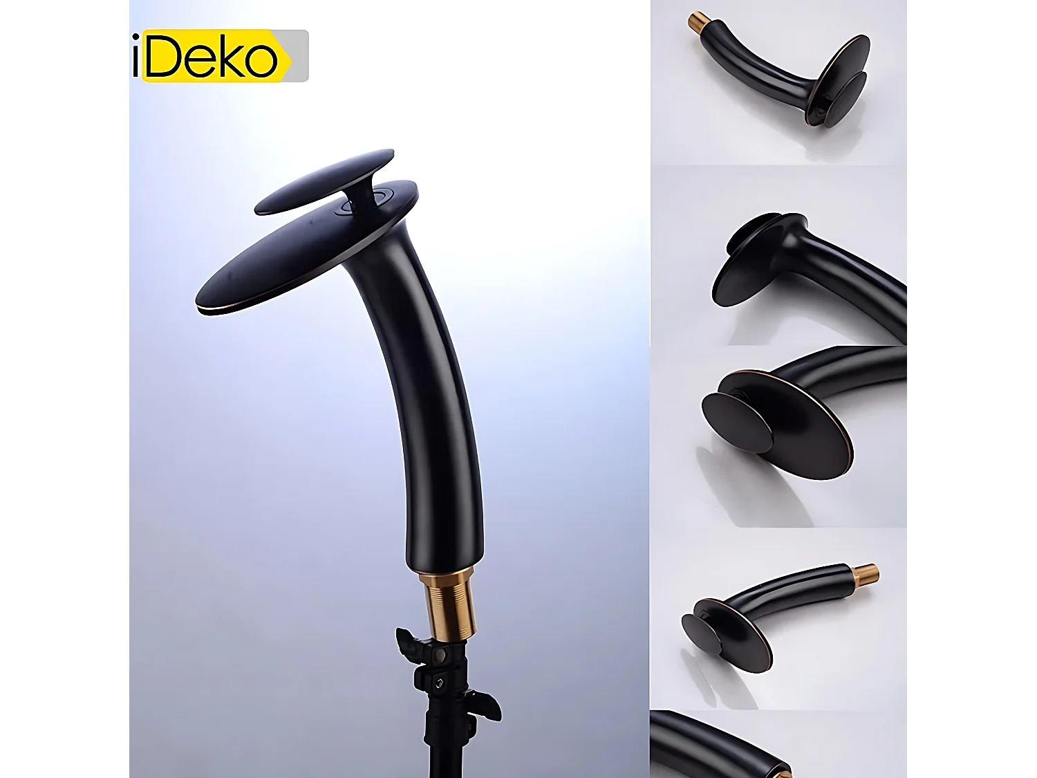 Robinet de salle de bain haut style vintage iDeko, monocommande, laiton et céramique