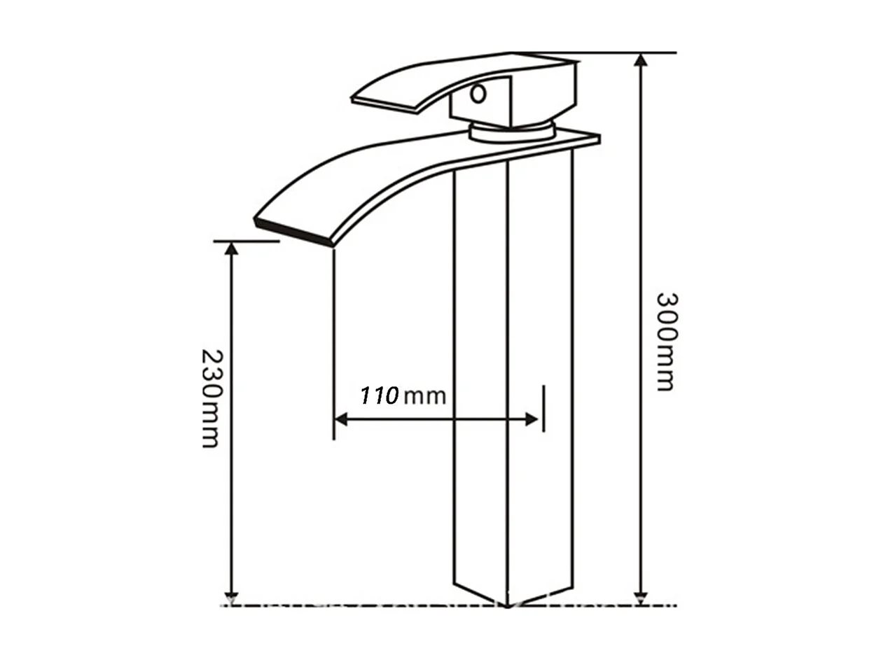 Robinet de salle de bain mitigeur de lavabo cascade contemporain finition chromée