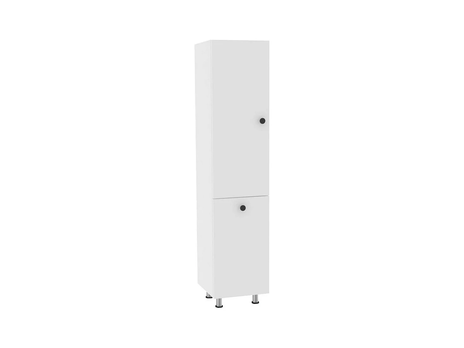 Colonne salle de bains blanche, porte & panier linge MARFA