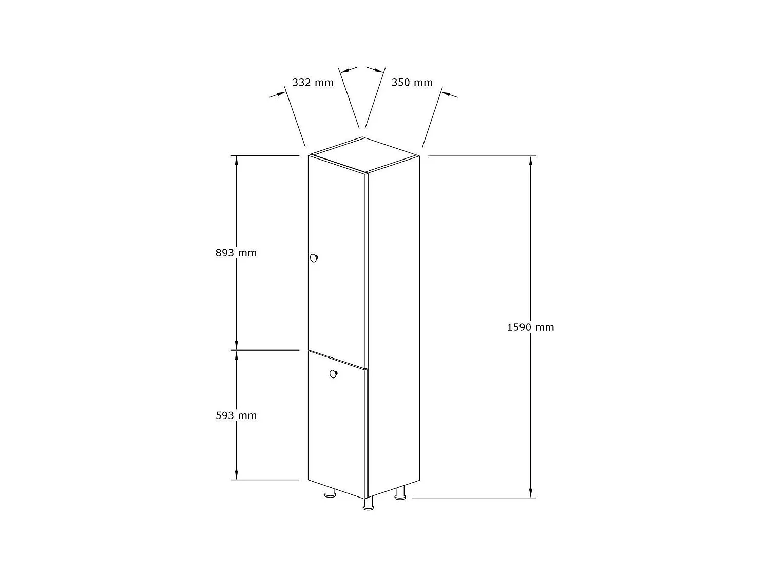 Colonne salle de bains blanche, porte & panier linge MARFA