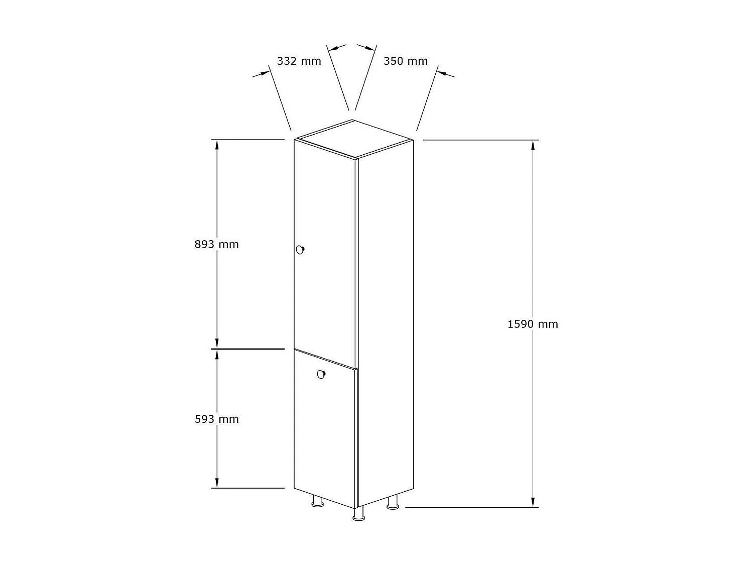 Colonne salle de bains blanche, porte & panier linge MARFA