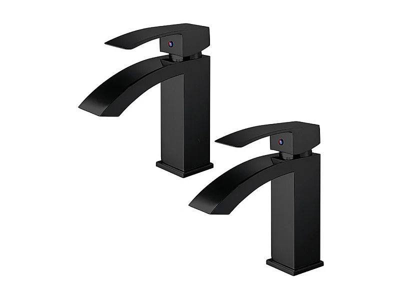 2x robinets de salle de bain robinet de lavabo laiton antique peint cascade noir