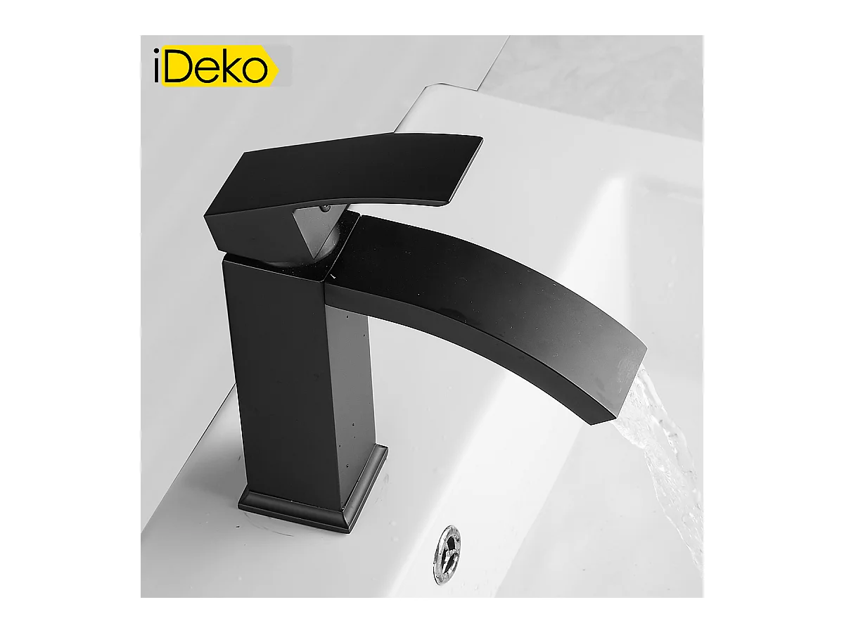 2x robinets de salle de bain robinet de lavabo laiton antique peint cascade noir