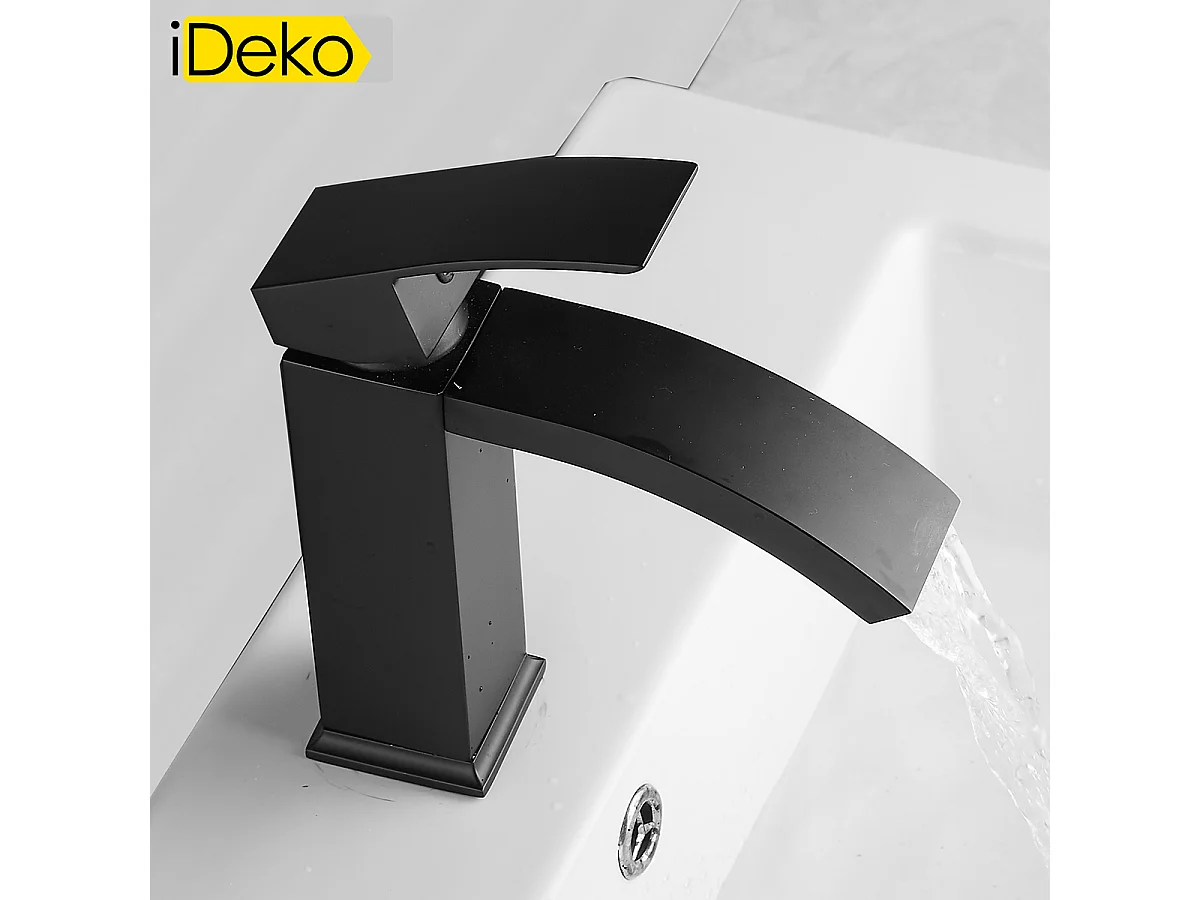 2x robinets de salle de bain robinet de lavabo laiton antique peint cascade noir