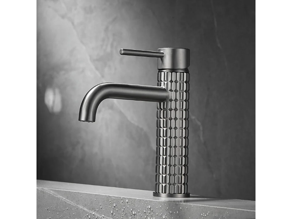 Robinet salle de bain Robinet de lavabo mitigeur antique à poignée unique gris et noir moderne