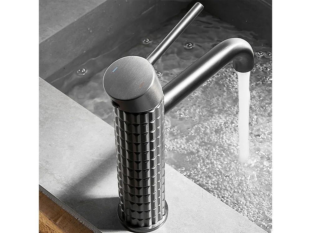 Robinet salle de bain Robinet de lavabo mitigeur antique à poignée unique gris et noir moderne