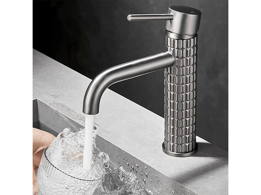 Robinet salle de bain Robinet de lavabo mitigeur antique à poignée unique gris et noir moderne