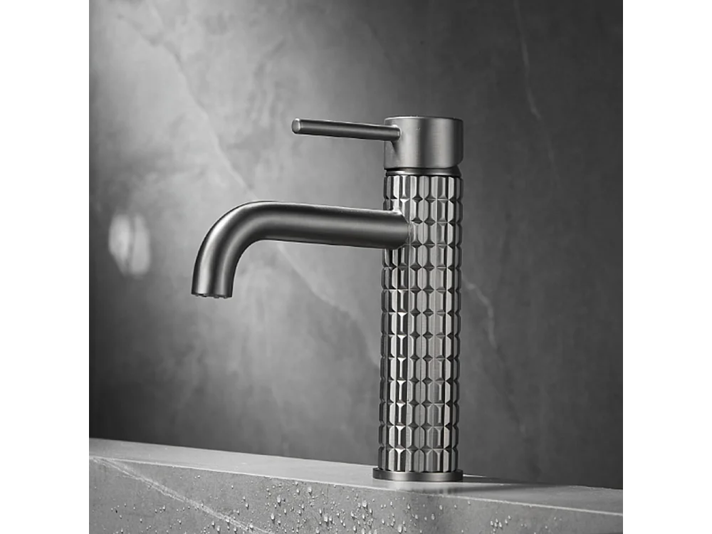 Robinet salle de bain Robinet de lavabo mitigeur antique à poignée unique gris et noir moderne