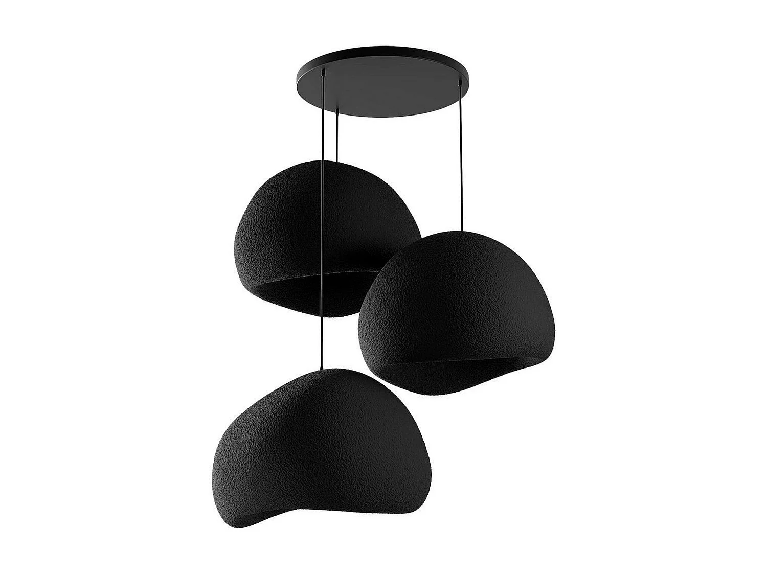 Suspension noire design 3 abat-jour organiques 42 cm NOXIS