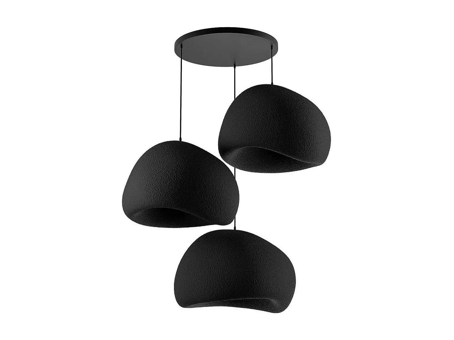 Suspension noire design 3 abat-jour organiques 42 cm NOXIS