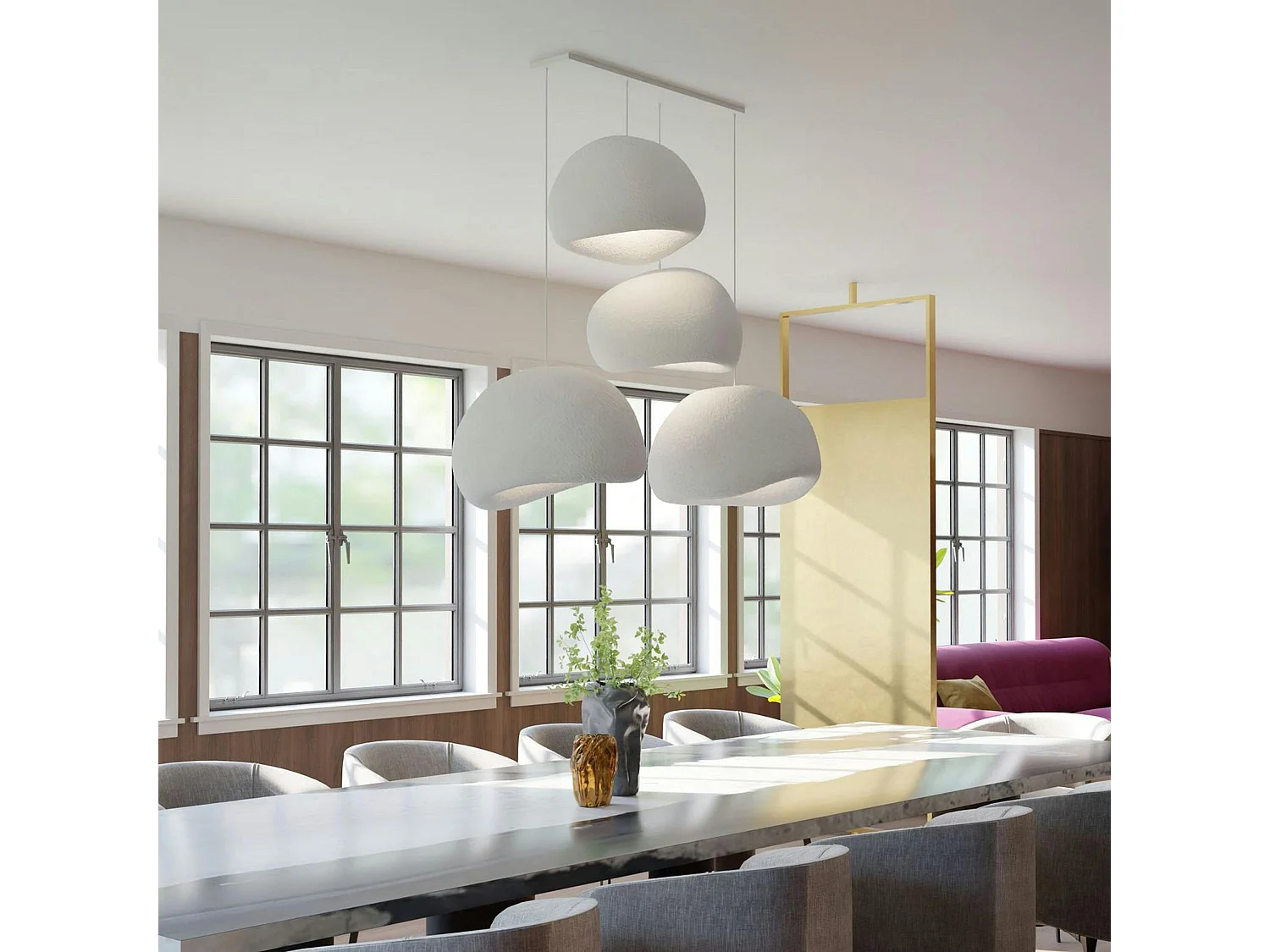 Suspension blanche design 4 abat-jour wabi-sabi NOXIS