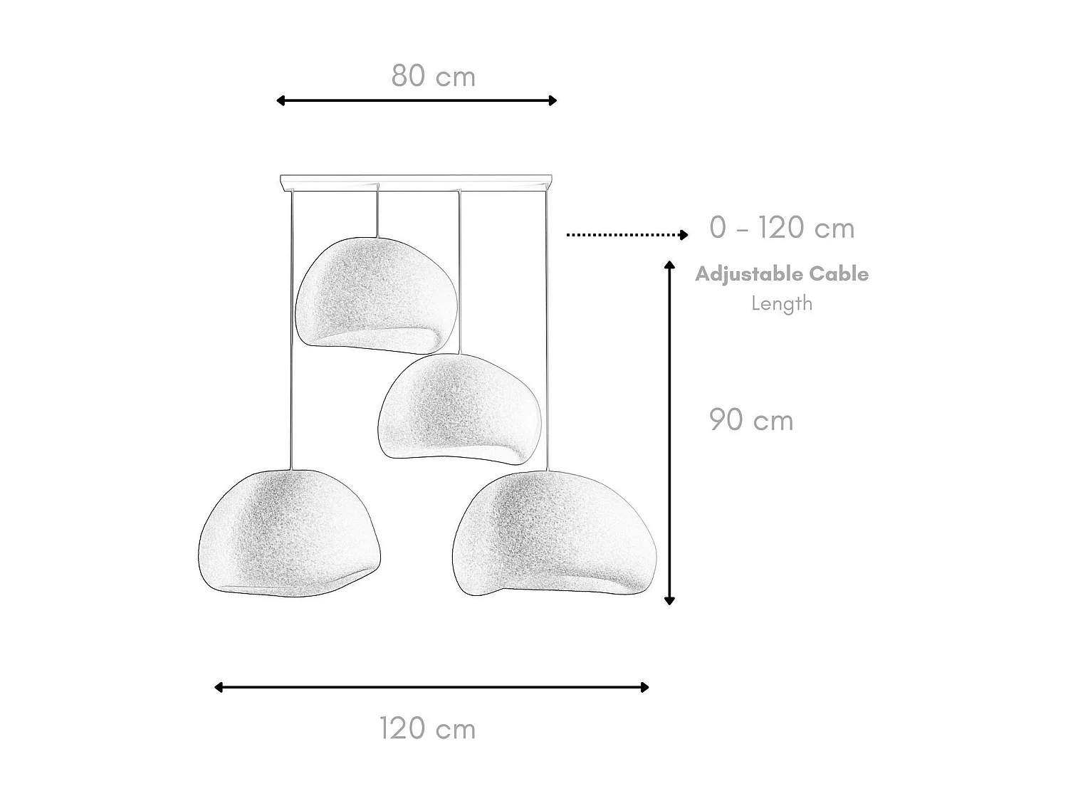 Suspension blanche design 4 abat-jour wabi-sabi NOXIS