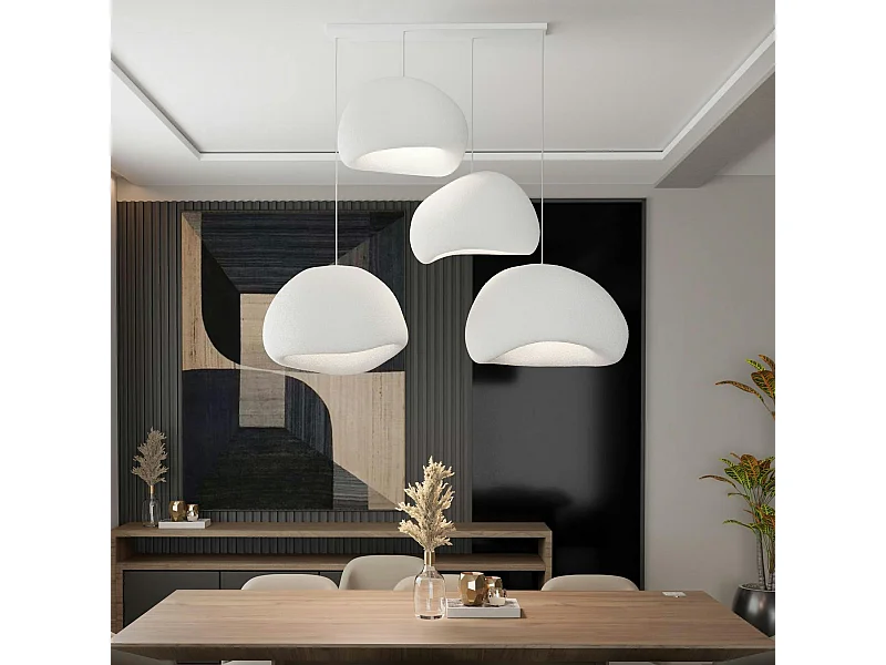 Suspension blanche design 4 abat-jour wabi-sabi NOXIS