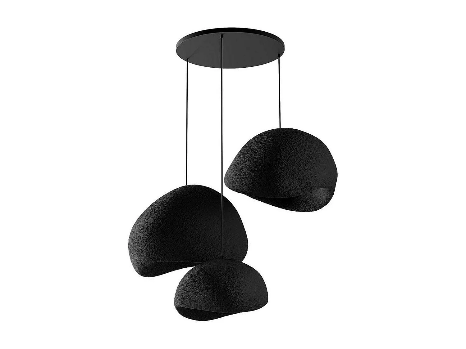 Suspension noire design organique 3 abat-jour H.28 cm NOXIS