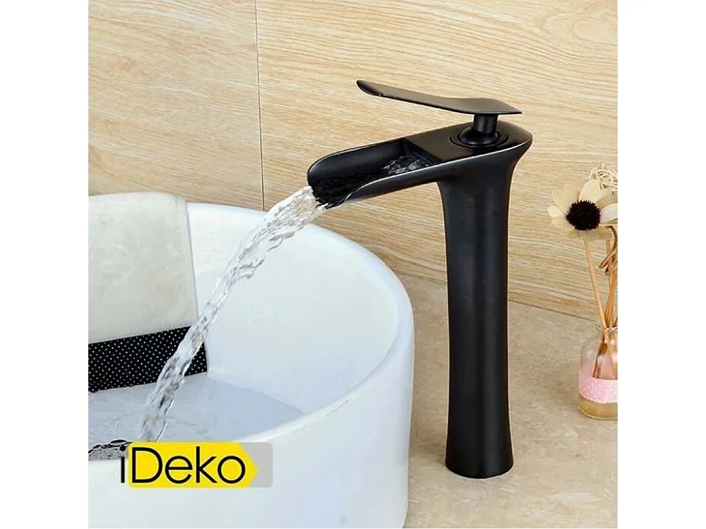 Robinet salle de bain Robinet de lavabo haut noir cascade