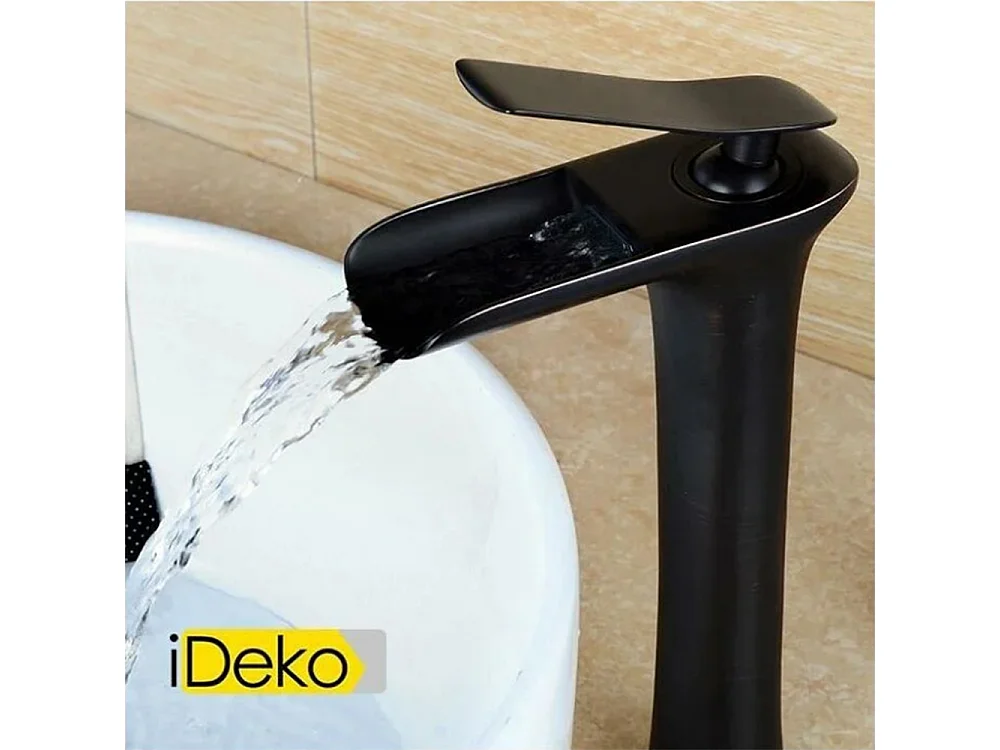 Robinet salle de bain Robinet de lavabo haut noir cascade