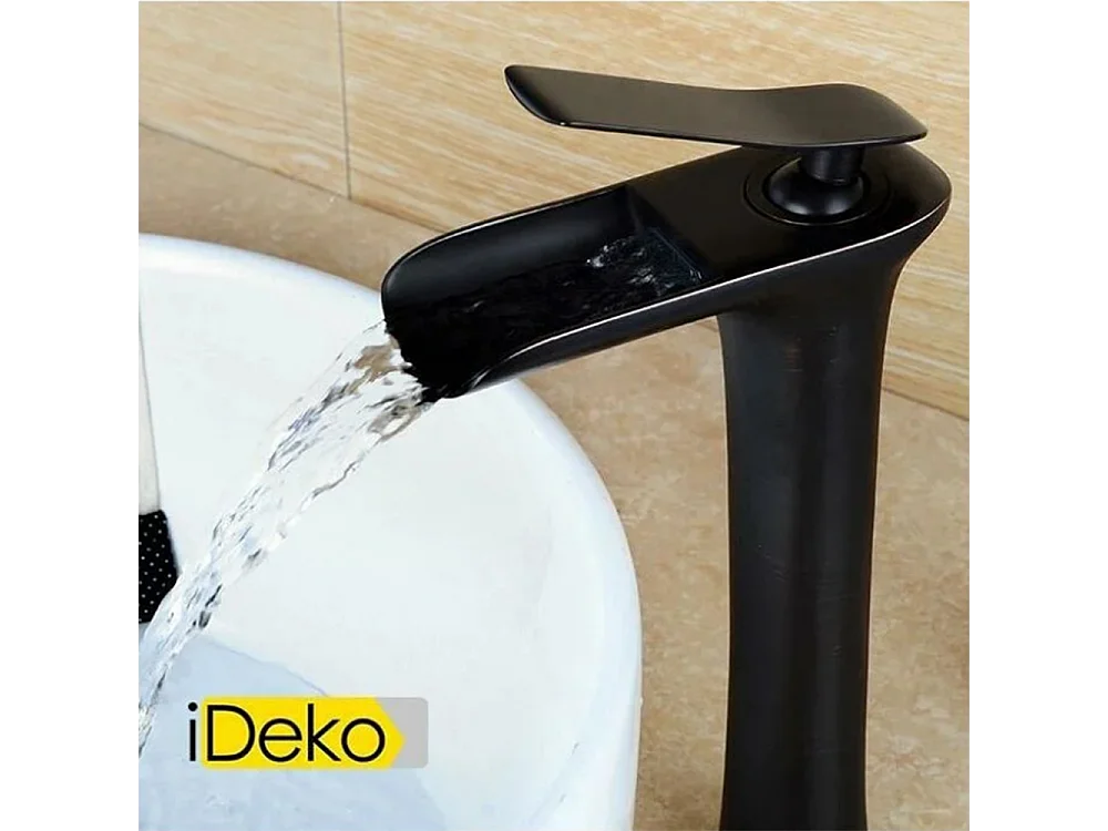 Robinet salle de bain Robinet de lavabo haut noir cascade