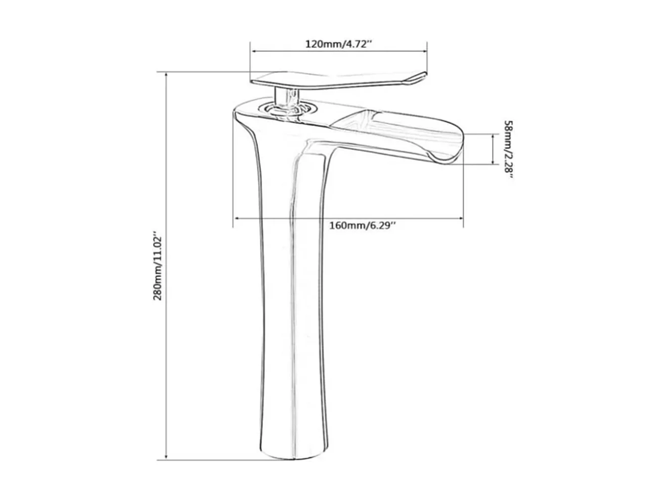 Robinet salle de bain Robinet de lavabo haut noir cascade