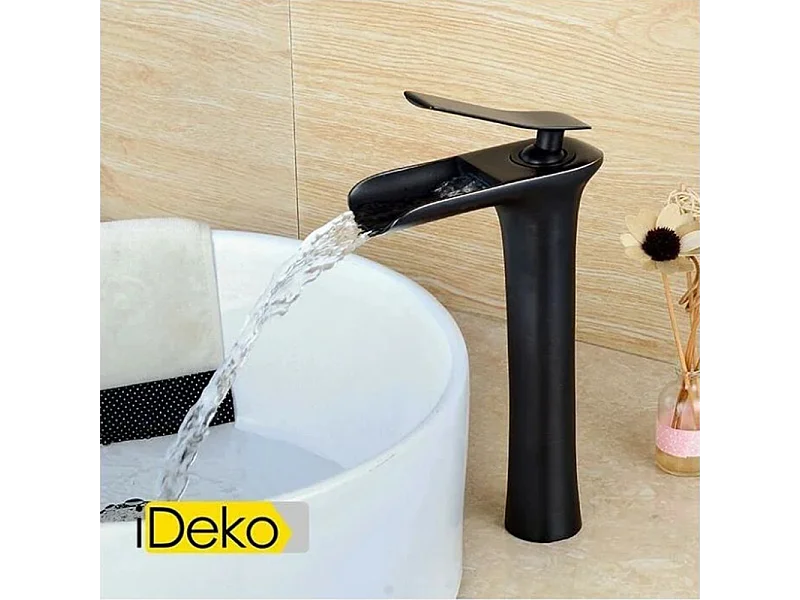 Robinet salle de bain Robinet de lavabo haut noir cascade