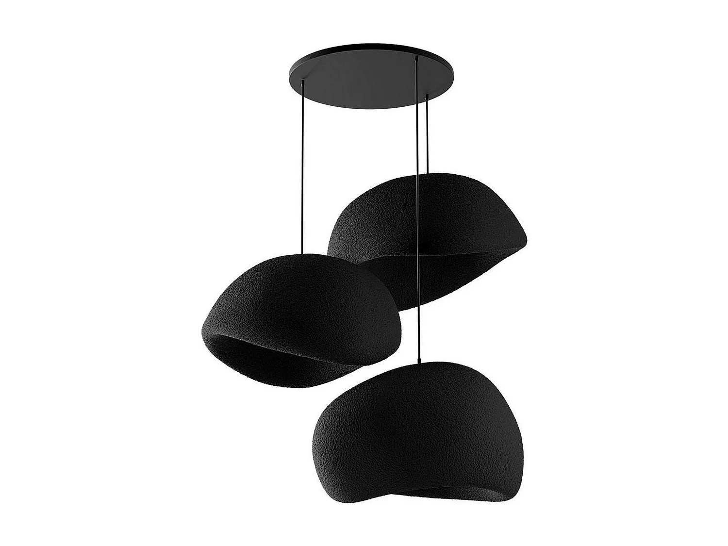 Suspension noire 3 lampes design organique 80 cm NOXIS