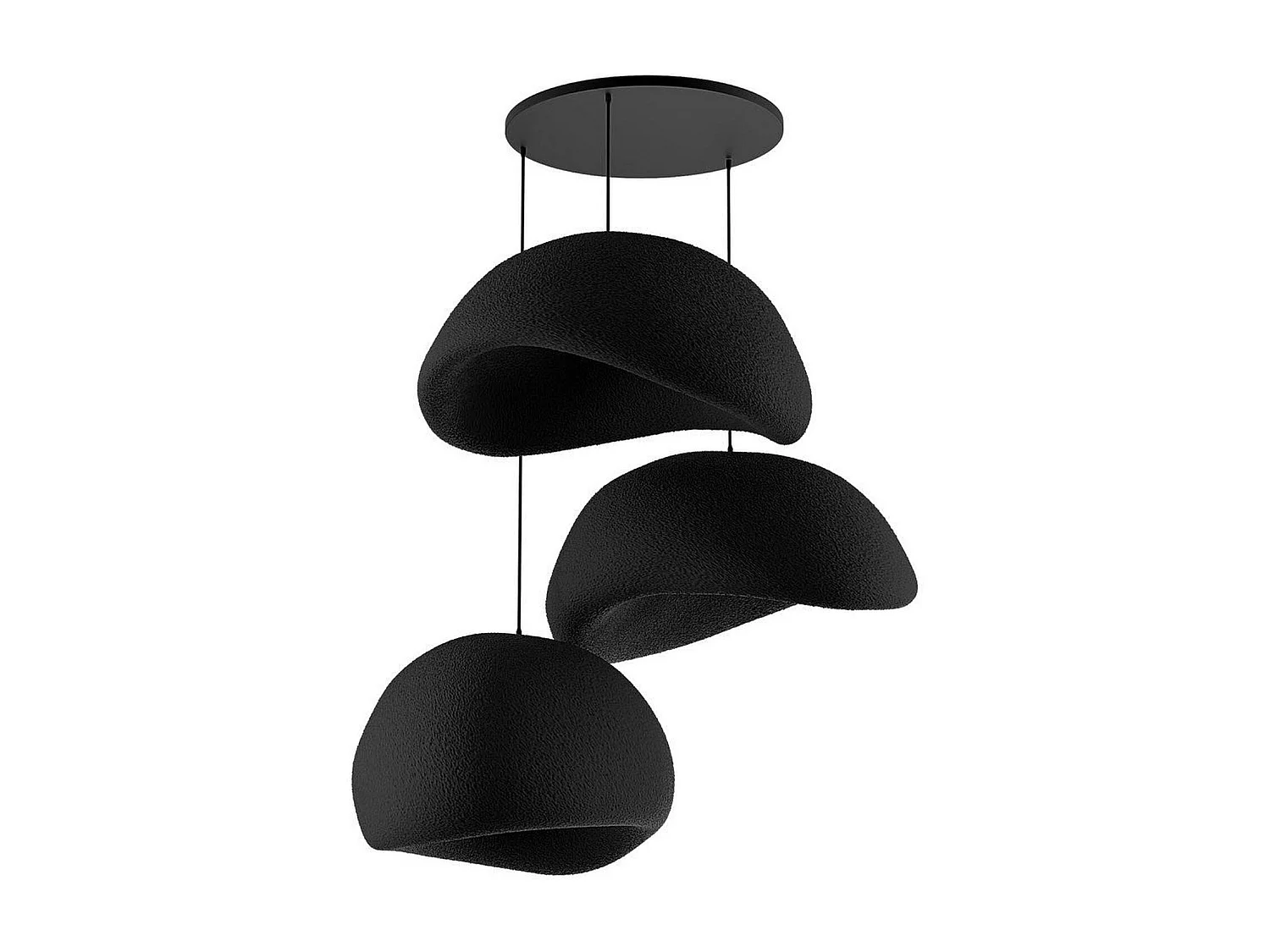 Suspension noire 3 lampes design organique 80 cm NOXIS