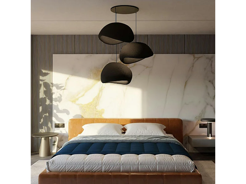 Suspension noire 3 lampes design organique 80 cm NOXIS