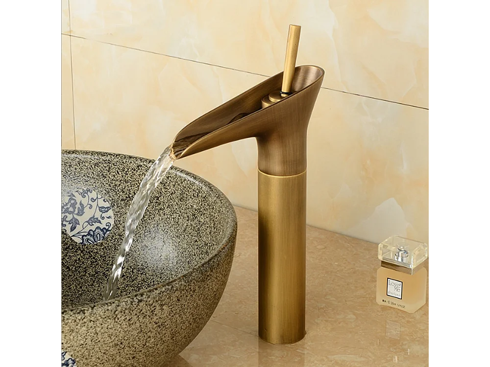 Robinet salle de bain Robinet de lavabo haut en céramique cuivre antique