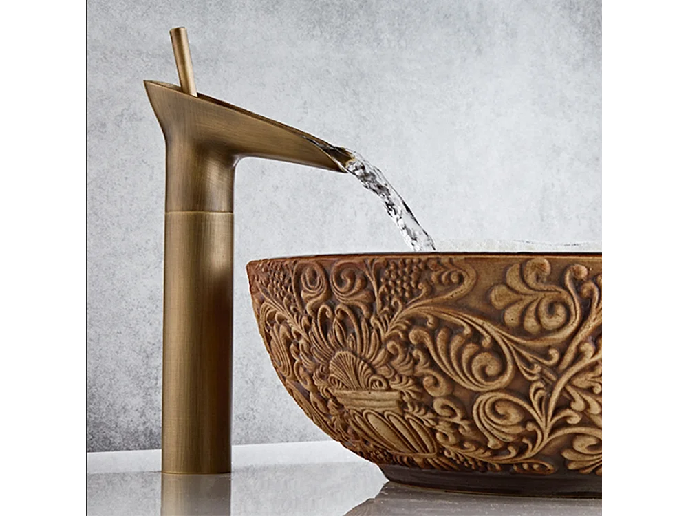 Robinet salle de bain Robinet de lavabo haut en céramique cuivre antique