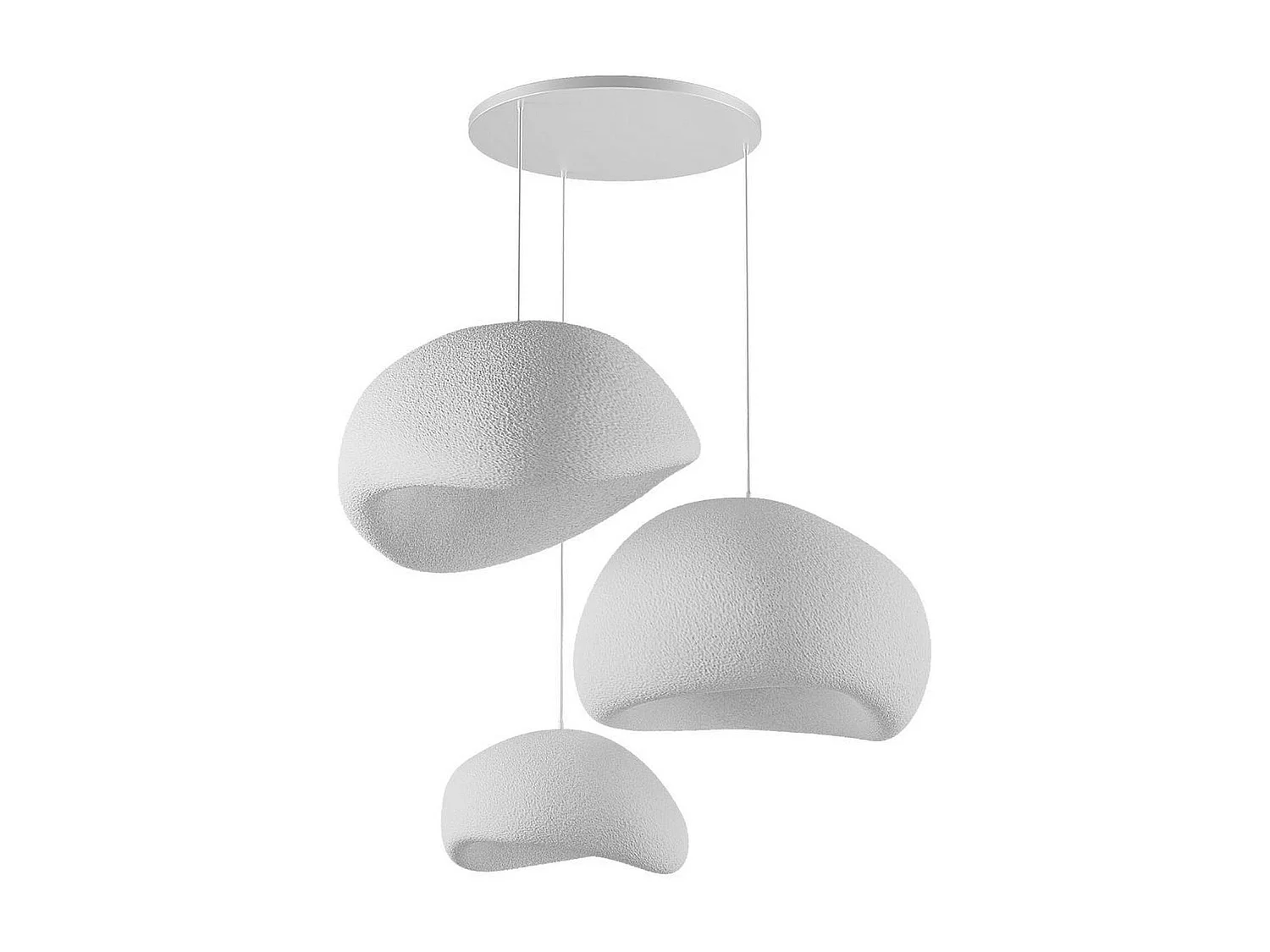 Suspension blanche design organique 3 abat-jour H.28 cm NOXIS