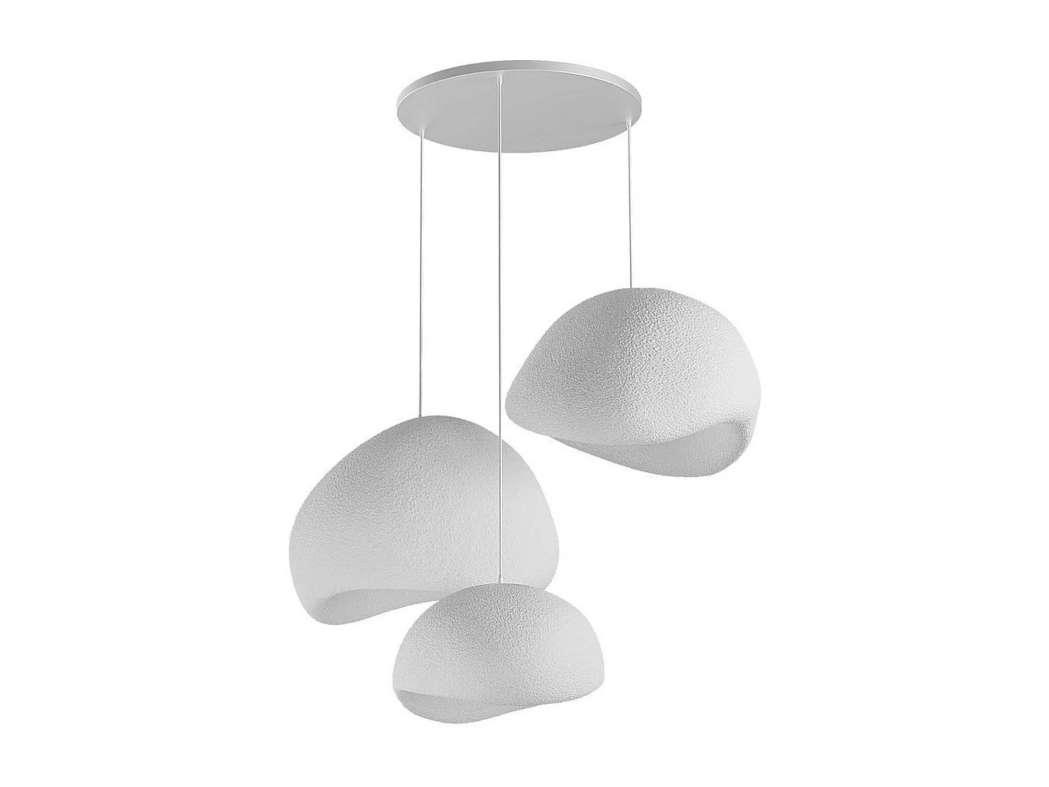Suspension blanche design organique 3 abat-jour H.28 cm NOXIS