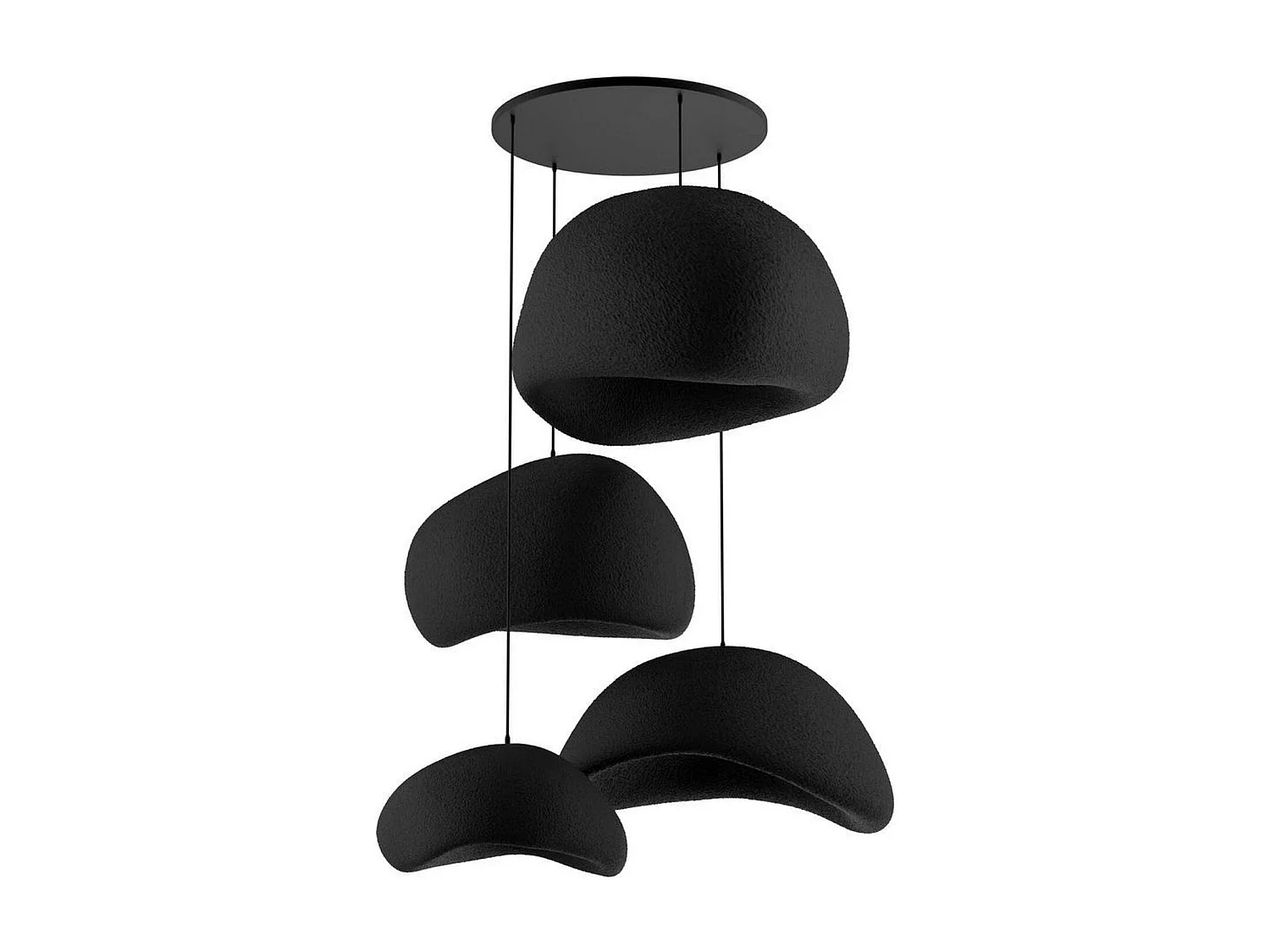 Suspension design noire 4 abat-jour organiques NOXIS